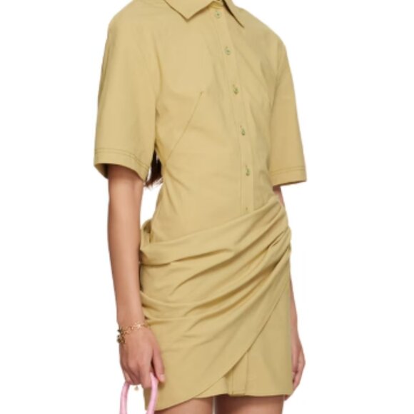 JACQUEMUS Khaki Le Raphia 'La Robe Camisa' Minidress - Picture 2 of 3